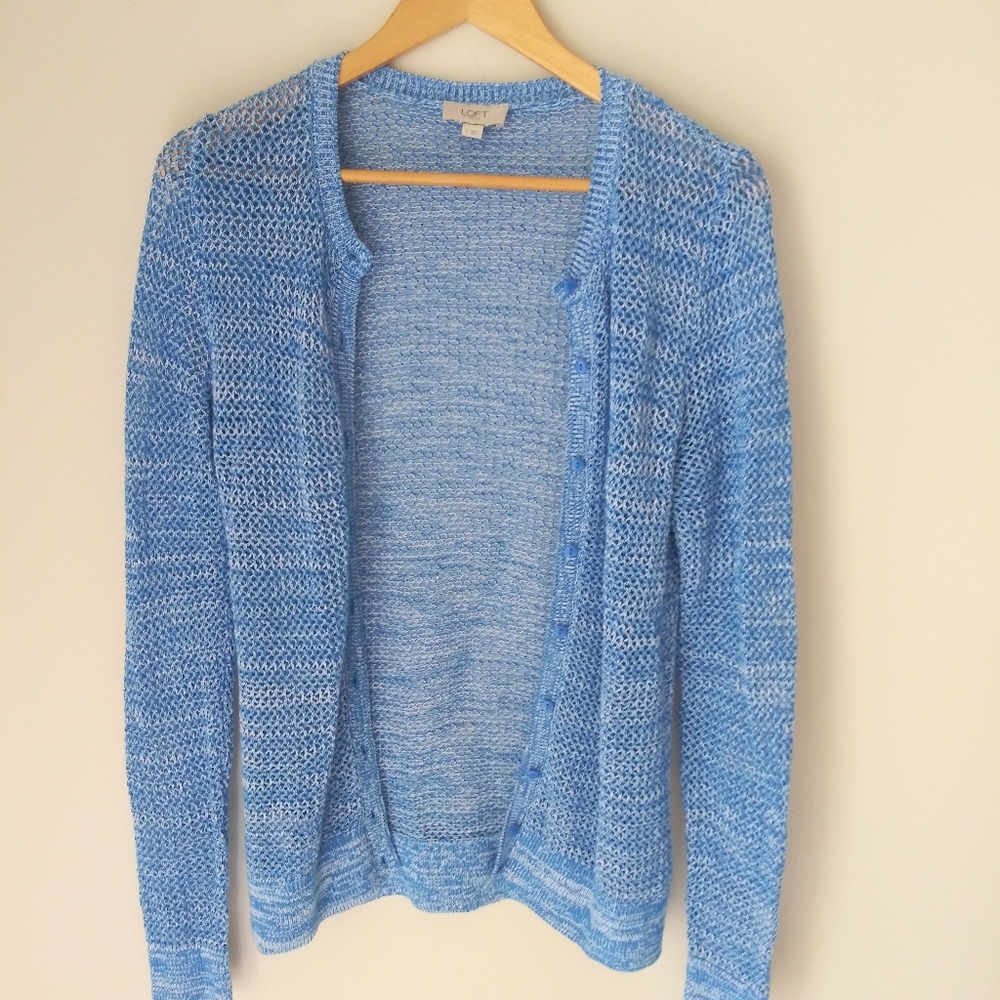 Loft Women's loose knit Sky Blue sweater Size S